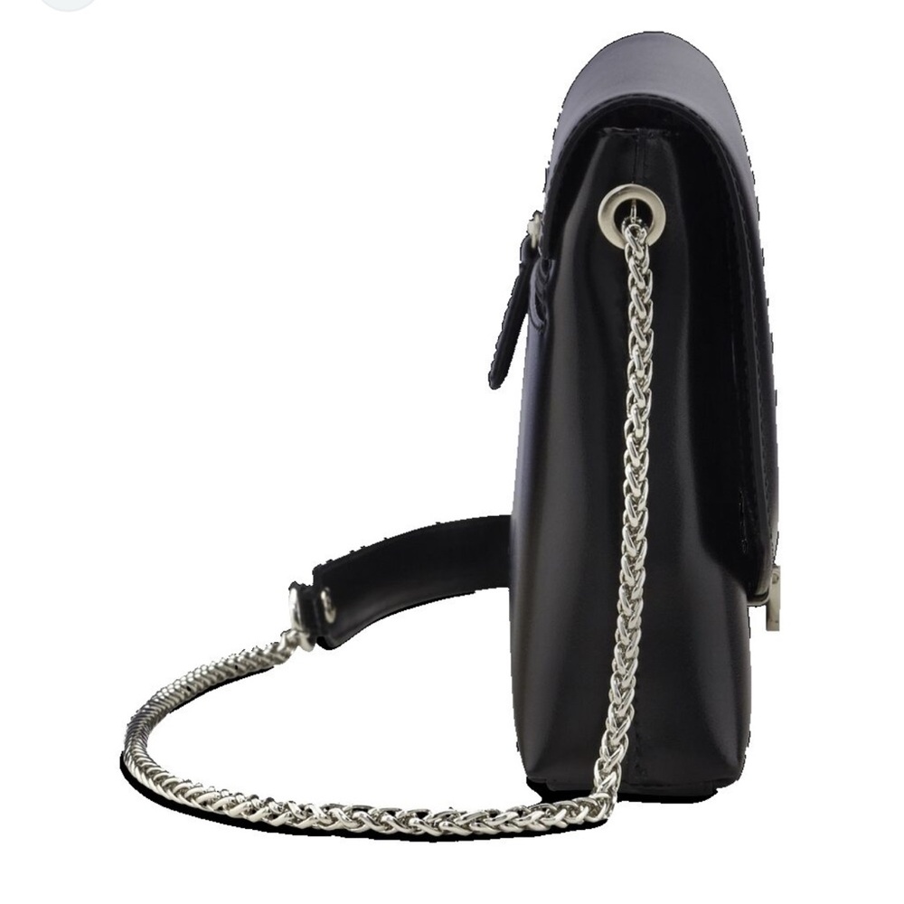 Black Leather Chain Shoulder Bag - Picture 3 of 8